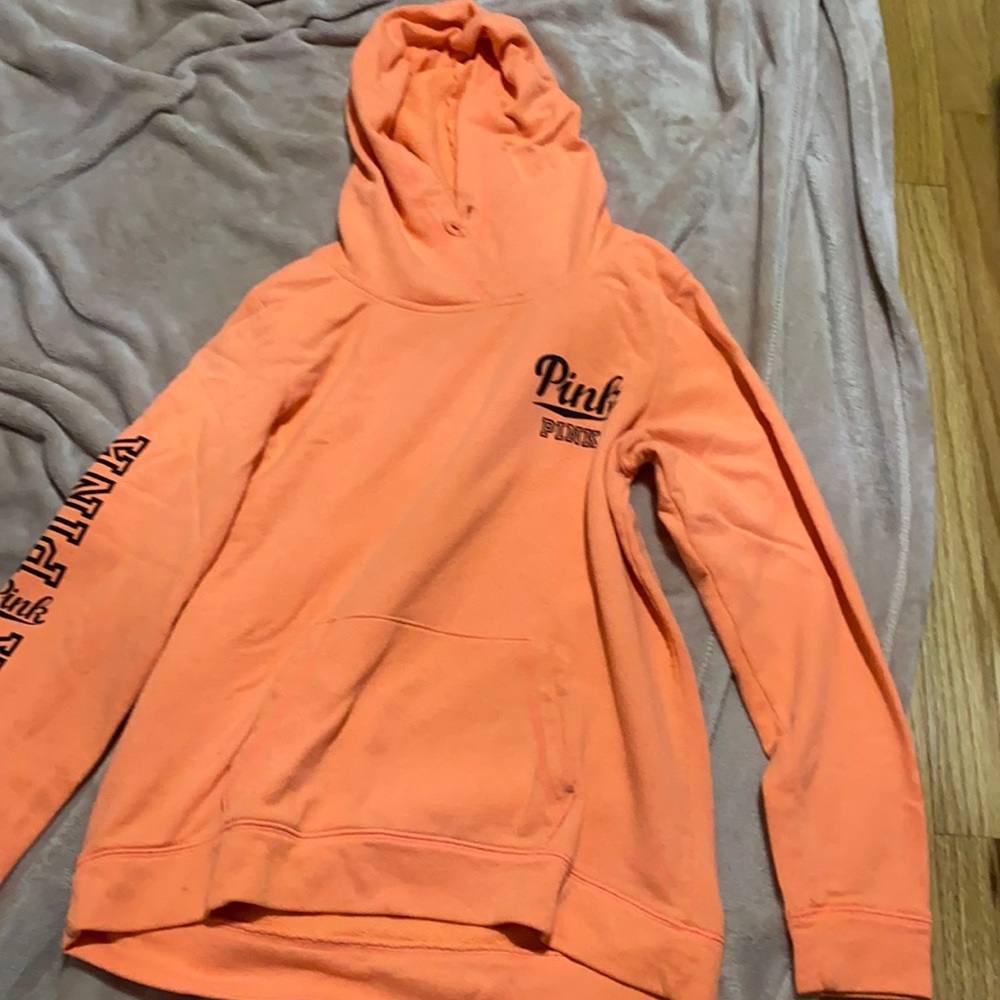 Coral pink brand hoodie